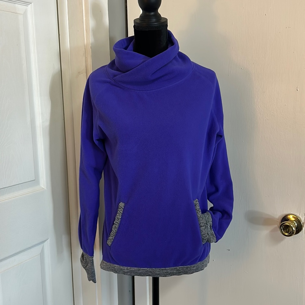 Purple fleece sweatshirt. Not a hoodie.